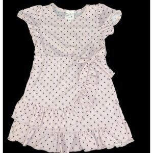 Heart and Arrow Pink Black Heart Print Wrap Dress Ruffle Trim Size 3T